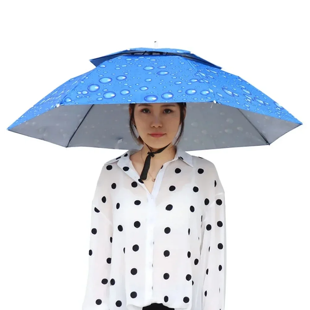 

Head-Mounted Foldable Rain Umbrella Hat Portable Outdoor Sun Shade Caps Waterproof Camping Fishing Headwear Cap Beach Head Hats