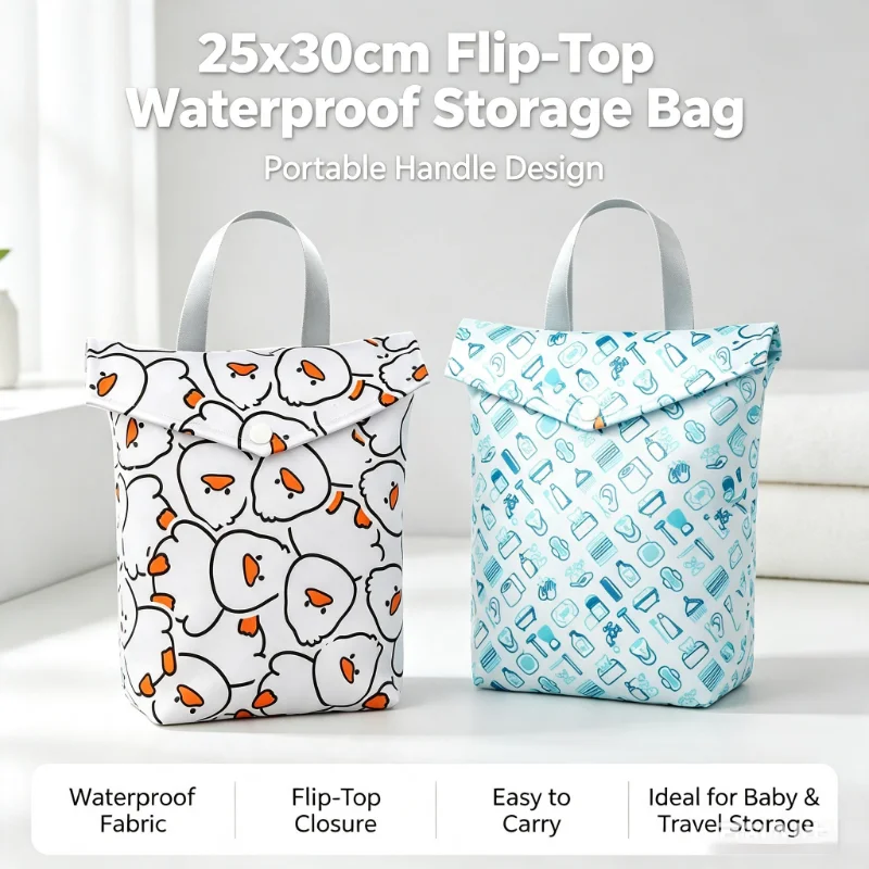20x25cm Cartoon Flip Top Waterproof Diaper Bag Portable Hanging Organizer Baby Stroller Multifunctional Storage Pouch Baby