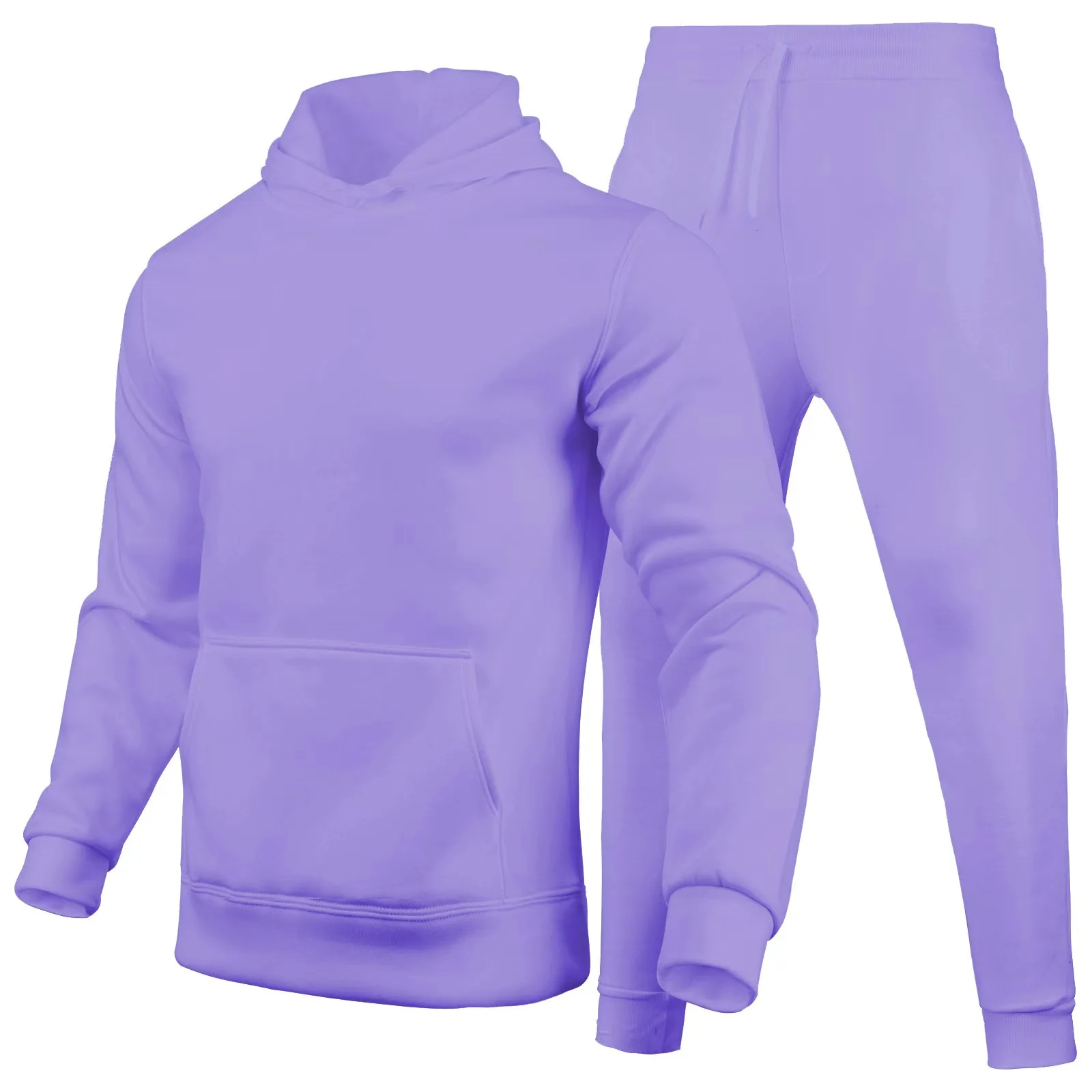 Nieuwe Heren Casual, Effen Kleur Slim-Fit Hoodie Set