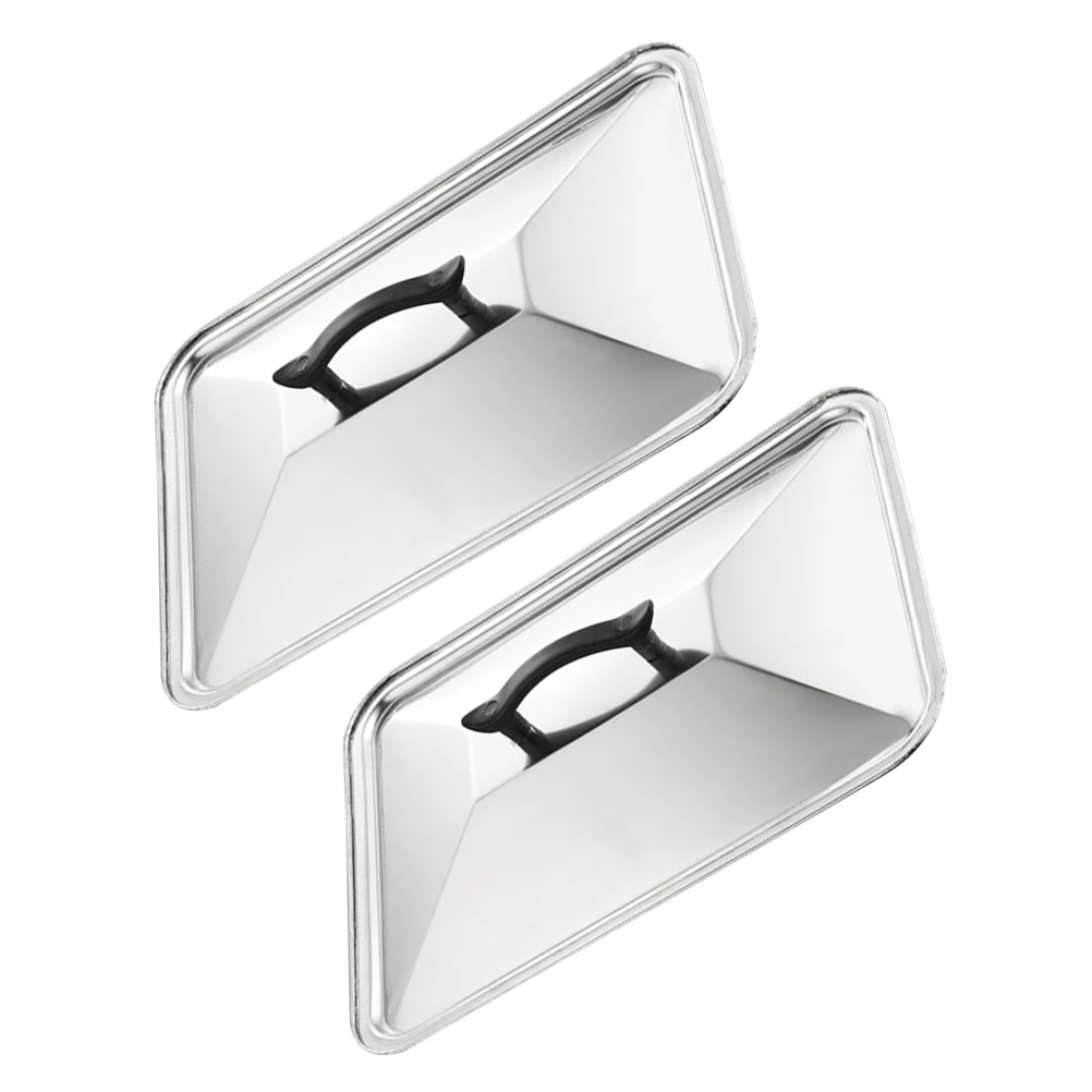 

2pcs Stainless Food Cover Grilled Fish Tray Safety Kitchen Gadgets Oilproof Stainless Steel Food Cover Dustproof Lid