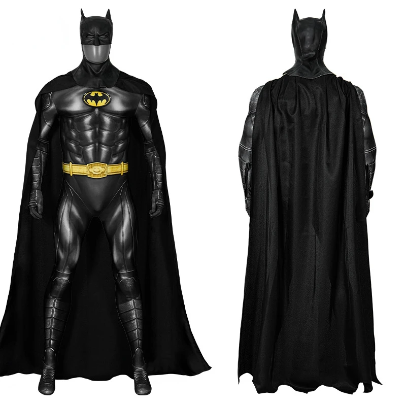 Anime Cartoon Men's Halloween Cosplay Michael Keaton Batman Costume Carnival Party Jumpsuit Performance Outfit Boyfriend's Gifts