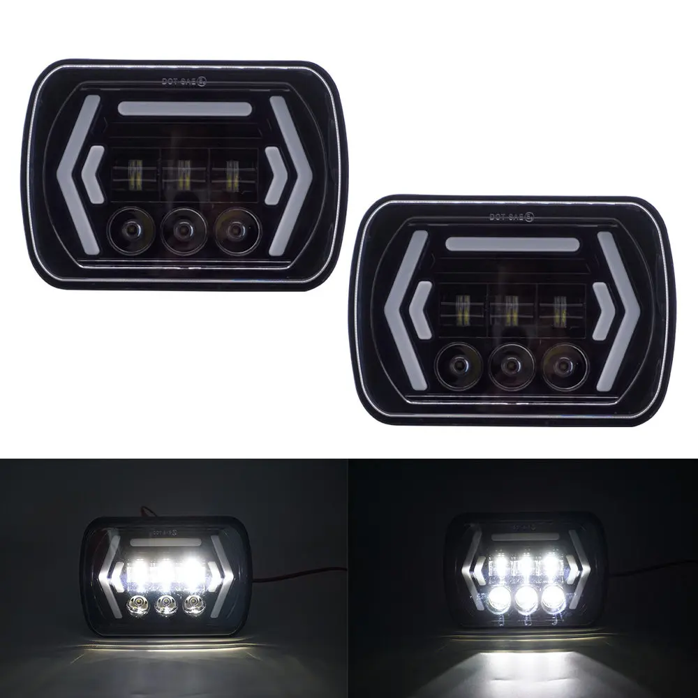 

2pc 80W DRL 7X6 5X7 Led Headlights For Jeep Wrangler YJ Cherokee XJ H4 Plug H6054 Headlight H5054 6052 Car Accessories