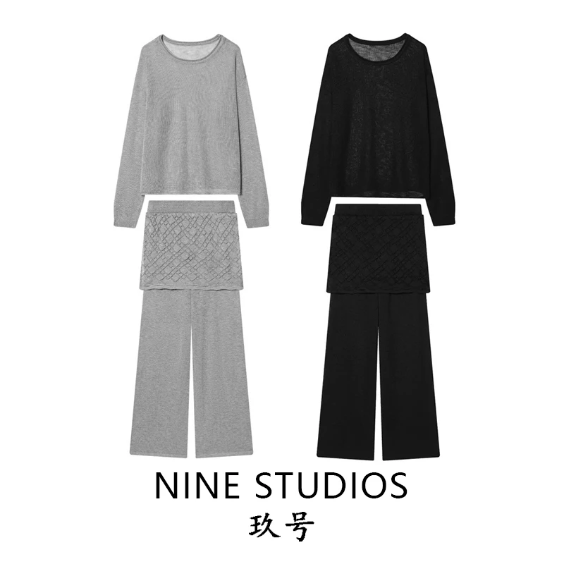 

Fashionable Ice Hemp Long Sleeve round Neck Top And Pants Set Casual Long Pants Ensemble Simple Design Women's Spring Outfit