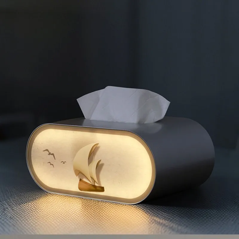 ABMK Light Painting Ornament Tissue Box Multi-Function, Light And Shadow Art Night Light Piece - Wielofunkcyjny pojemnik na chusteczki z efektem malowania światłem, sztuka światła i cienia, lampka nocna