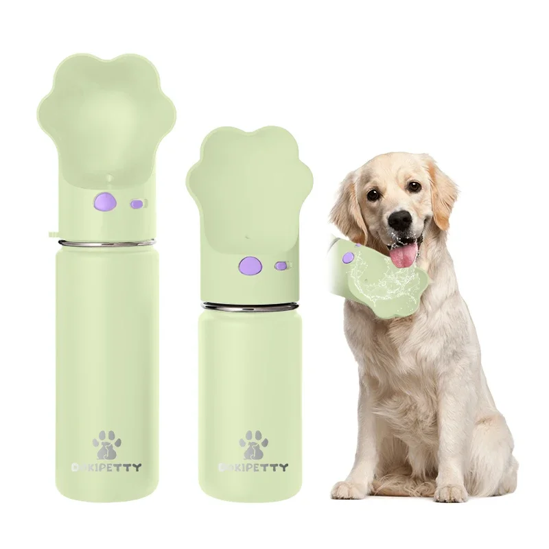 2024 popular 14oz pet feeder insulated stainless steel dog travel water bottles with storage bowl