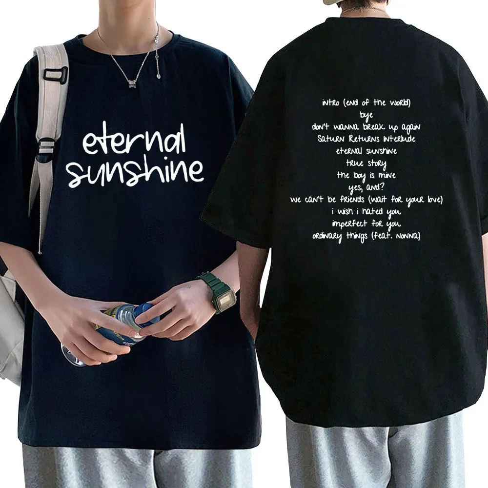 

Singer Ariana Grande Eternal Sunshine Letter Logo Tshirt Male Casual Pure Cotton T-shirt Men Women Fashion Oversized Streetwear