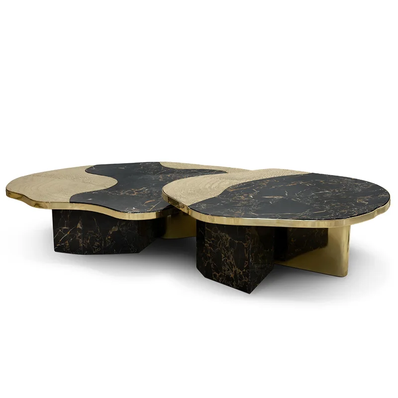 

Современная нестандартная гостиная, светлый, роскошный креативный журнальный столик, комбинация из нержавеющей стали из натурального мрамора