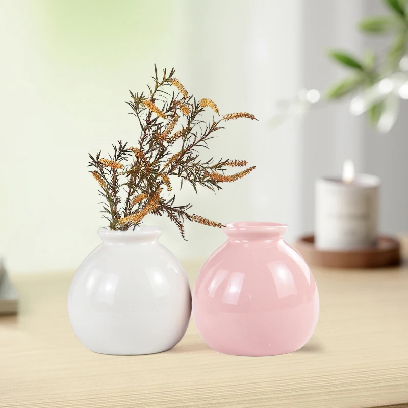 1szt Mini okrągły wazon kulkowy Kolorowy ceramiczny okrągły kwiatowy wazon do aromaterapii Dekoracja stołu Butelka Dyfuzor olejków eterycznych Słoik