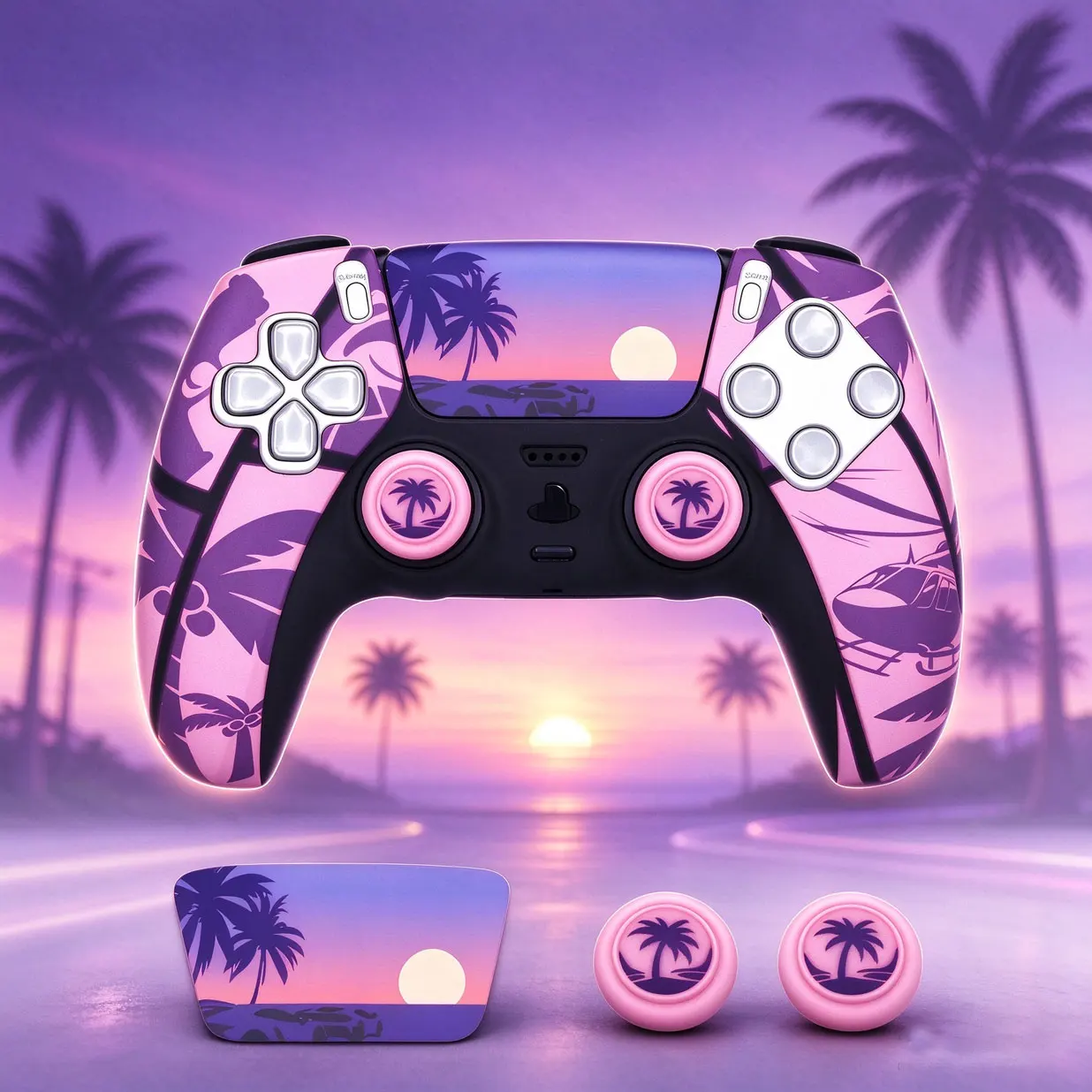 For GTA 6 PS5 Controller Cover Case Silicone Protective Skin Compatible with PS5 Controller with Thumb Grip Cap Sticker