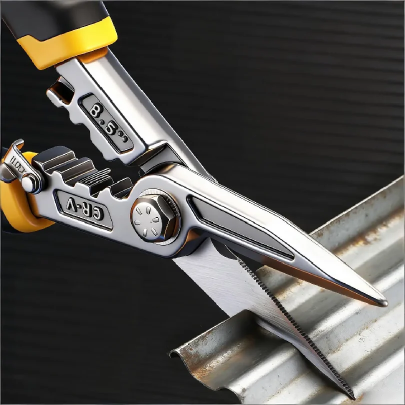 Multi-Functional Electrician Scissors, Crimping Wire Cutting Tool with Wrench Aviation Snips for Metal Sheet and Cable Cutting