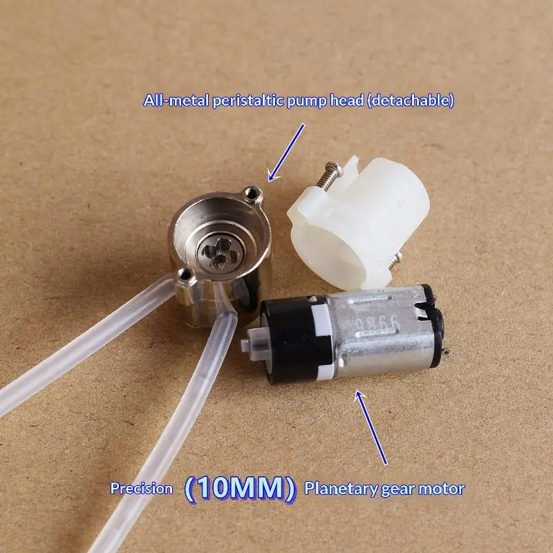 1Pcs Squeezing Dosing Pump DC 3V 3.7V Ultra Micro Peristaltic Pump Mini M20 Planetary Gear Metering Pump Precision Small Flow