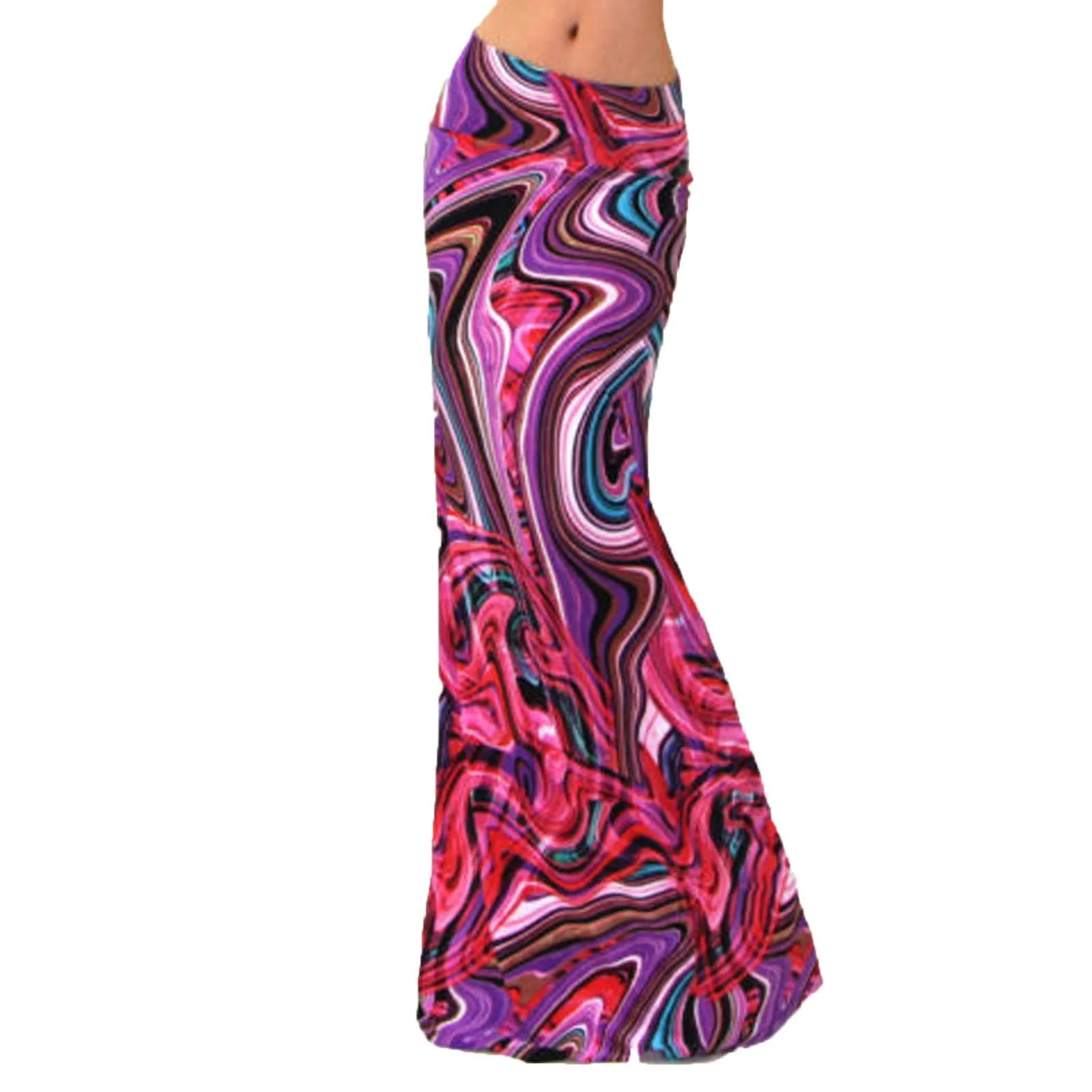 Women'S  Printed Slim High Waist Stretchy Wrap Hip Hem Mid Length Half  Skirt Ropa De Mujer Vestidos Para Mujer платье женское