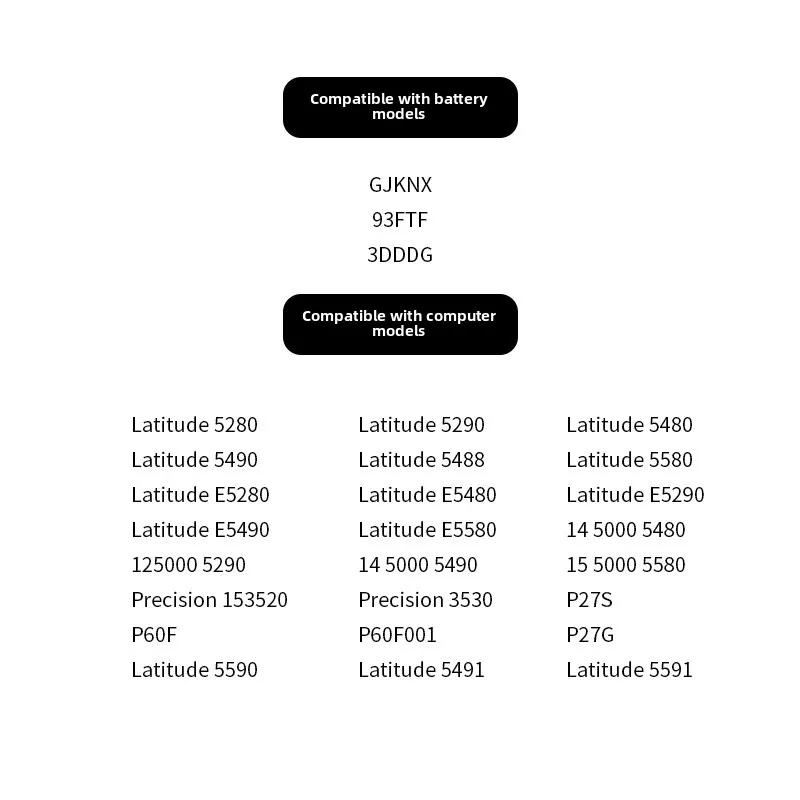 LIXI GJKNX 93FTF 3DDDG 83XPC 4YFVGLaptop بطارية لديل Latitude 5280 5480 5580 E5280 E5480 E5580 E5290 E5490 E5590 7.6V #5