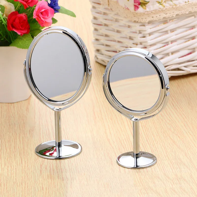 Magnification Circular Makeup Mirror Dual 2 Sided Round Shape Rotating Cosmetic Mirror Stand Magnifier Mirror Standing Mirror