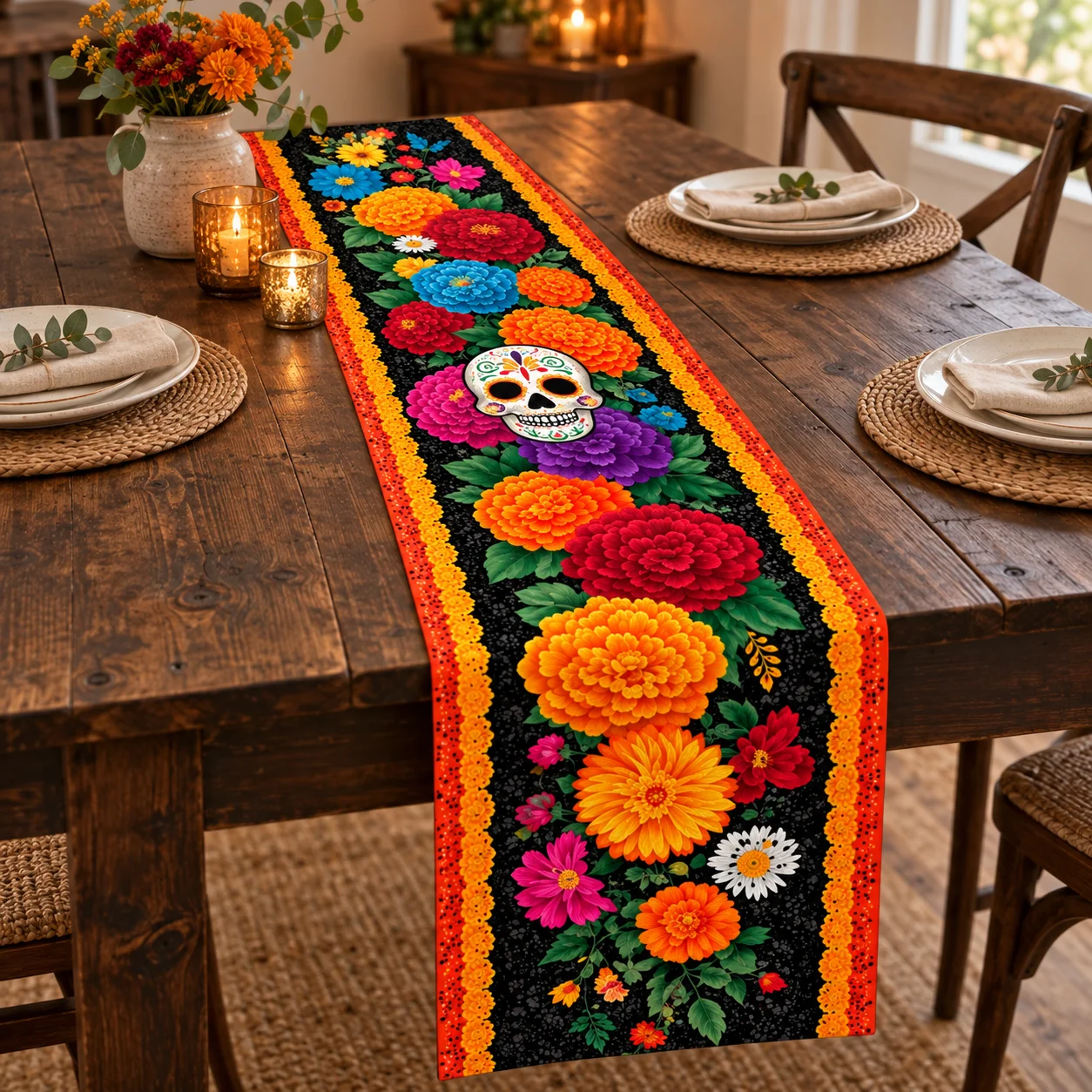Meksika Ölüler Günü Temalı Mas - Linen Table Runner incelemesi ve fiyatı