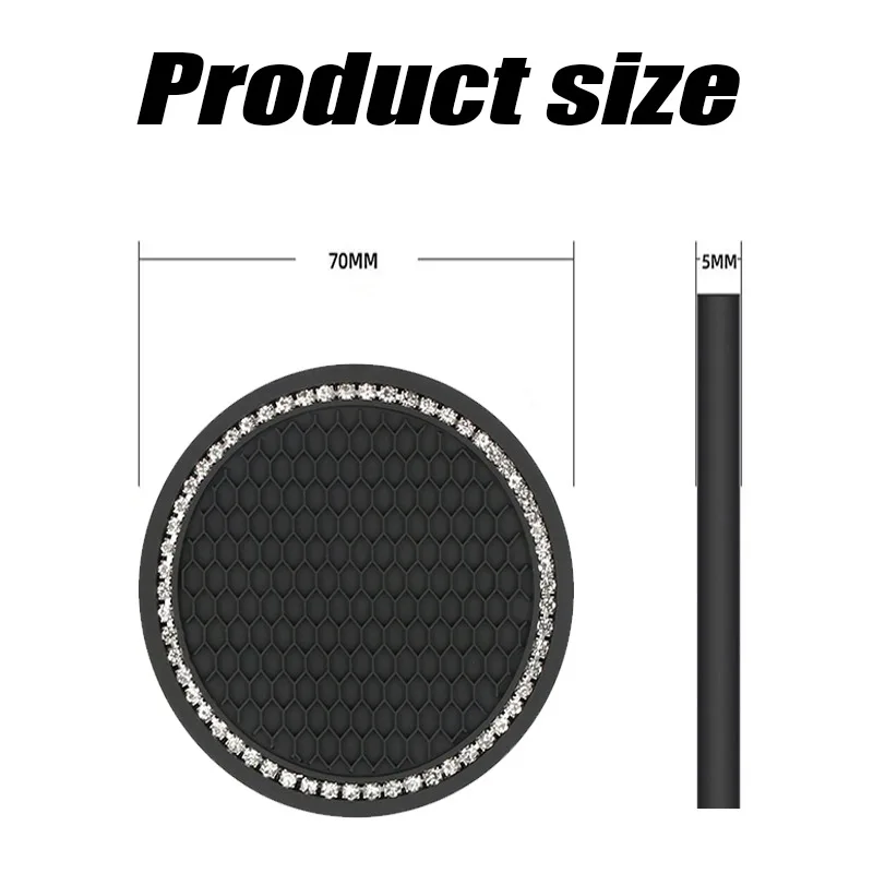 1/2Pcs Shining Diamond Car Coaster Water Cup Slot Non-Slip Mat Silica Pad Cup Holder Mat Car Gadget Bling Car Accessories 6Color