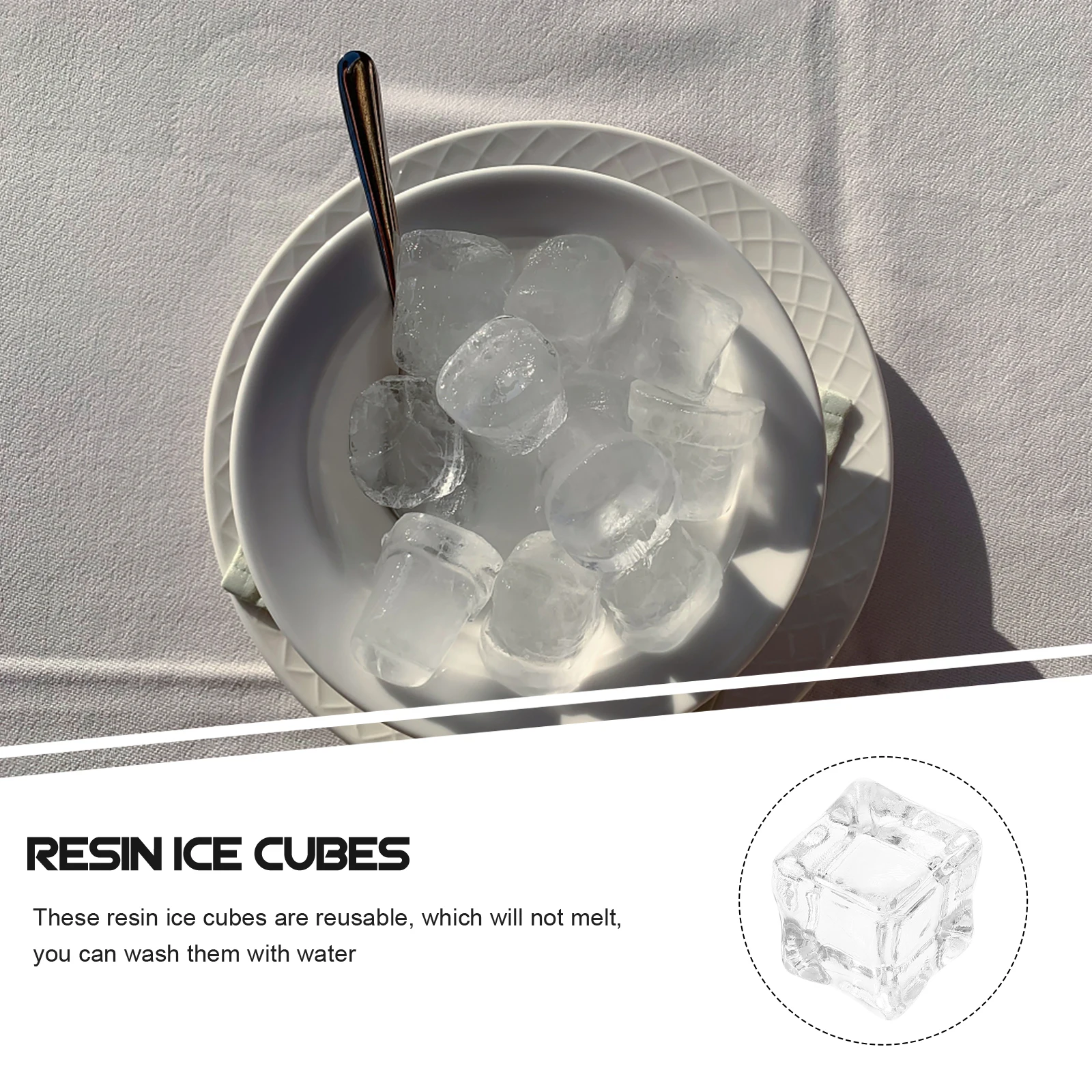 

30pcs Simulation Ice Cubes Clear Reusable Fake Ice Cubes For Decoration Home Party Wedding Photography Props Resin Craft