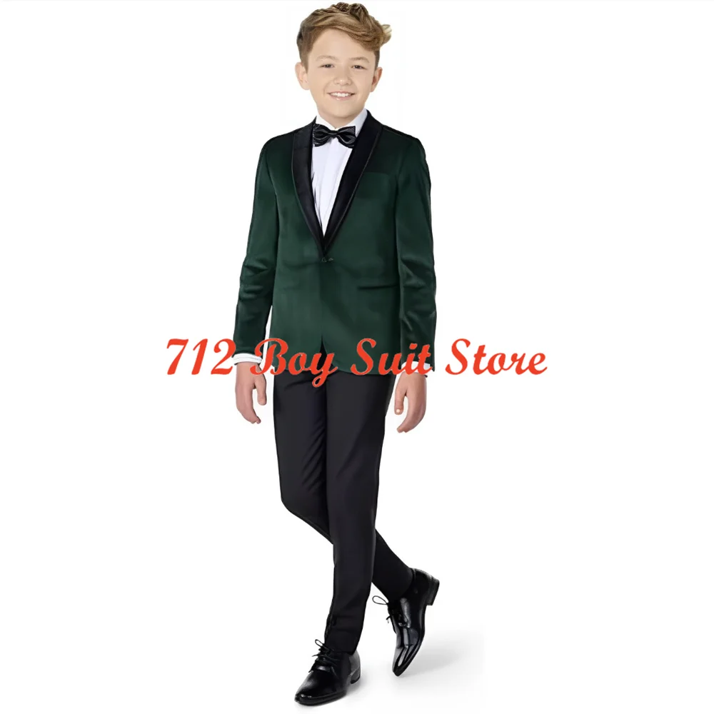 Velvet Suit for Boys Wedding Tuxedo 2-Piece Set Shawl Collar Jacket Pants Kids Party Blazer Set For 2-16 Years