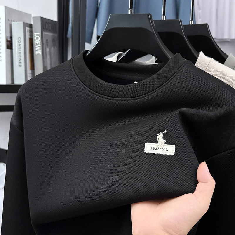 

Winter Casual Round Neck Hoodie Embroidered with Comfortable Thick Warm and Casual Pullover Hoodie for Men's Clothing T Shirt