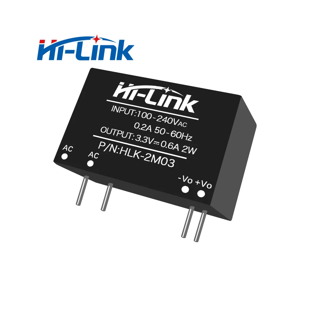 Бесплатная доставка 2 шт./лот AC/DC от 220 В до 3,3 В 2 Вт HLK-2M03 высокоэффективный Интеллектуальный бытовой коммутатор, модуль питания