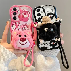 3d cartoon kitty bär pelz telefon hülle für samsung galaxy a05s a04 a03 a02s a51 a31 a21s m12 m04 m02 f12 f04 f02s spielzeug gurt abdeckung