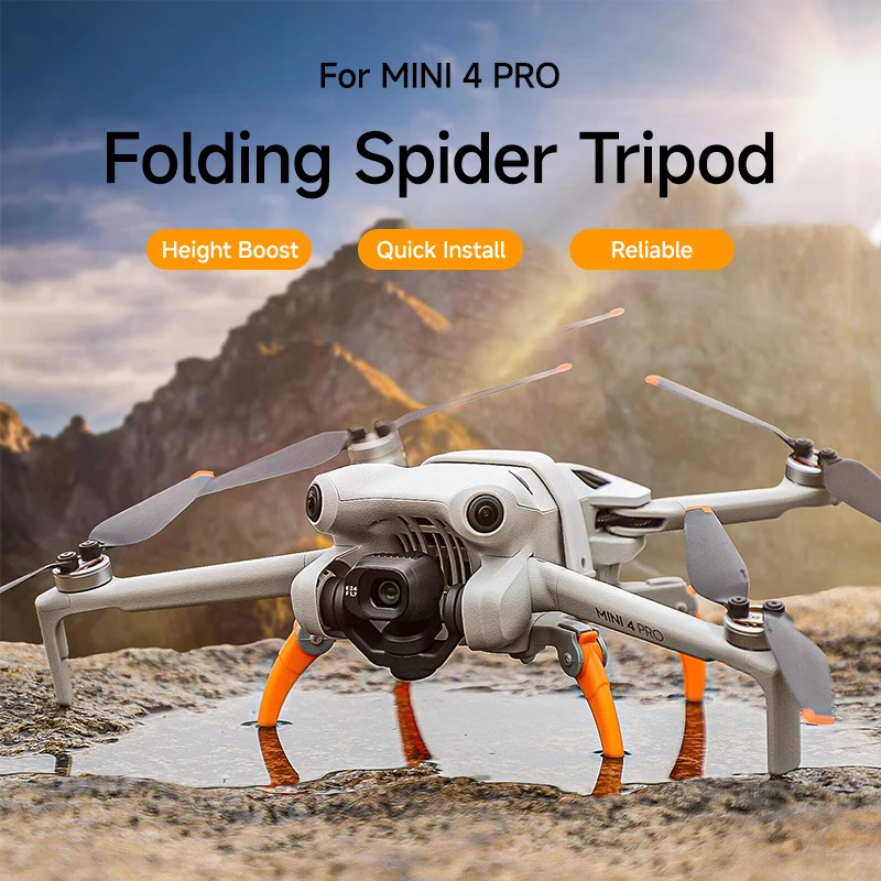 Folding Spider Tripod Height Boost Quick Install for DJI Mini 4 Pro Portable Drone Stand Reliable Lightweight Accessory