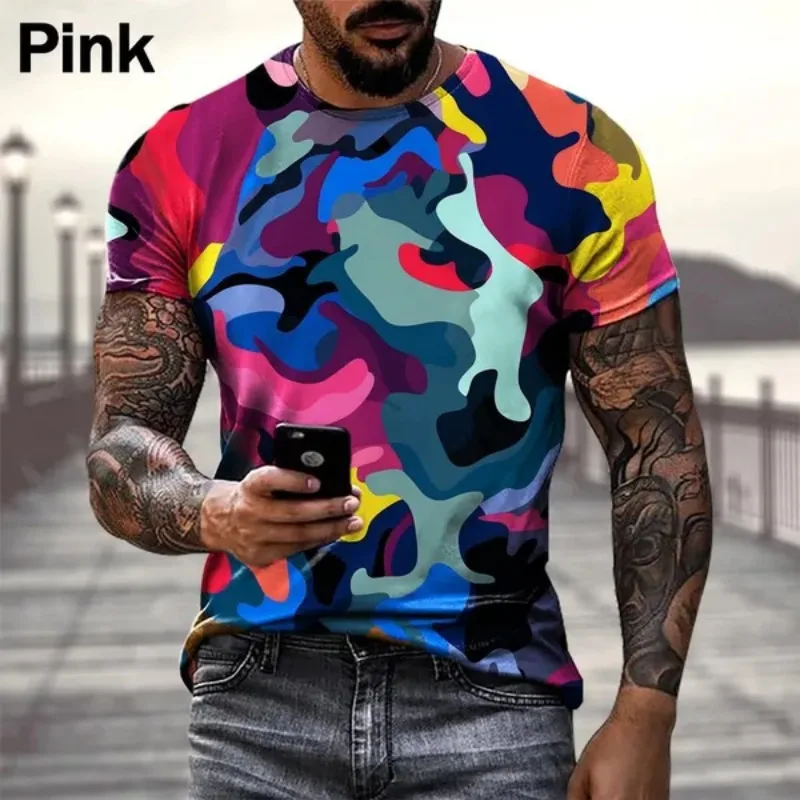 Summer Fashion Colorful T-shirts Casual Hip Hop Harajuku Style T-Shirts Men\'s Street Personality Cool T-Shirts