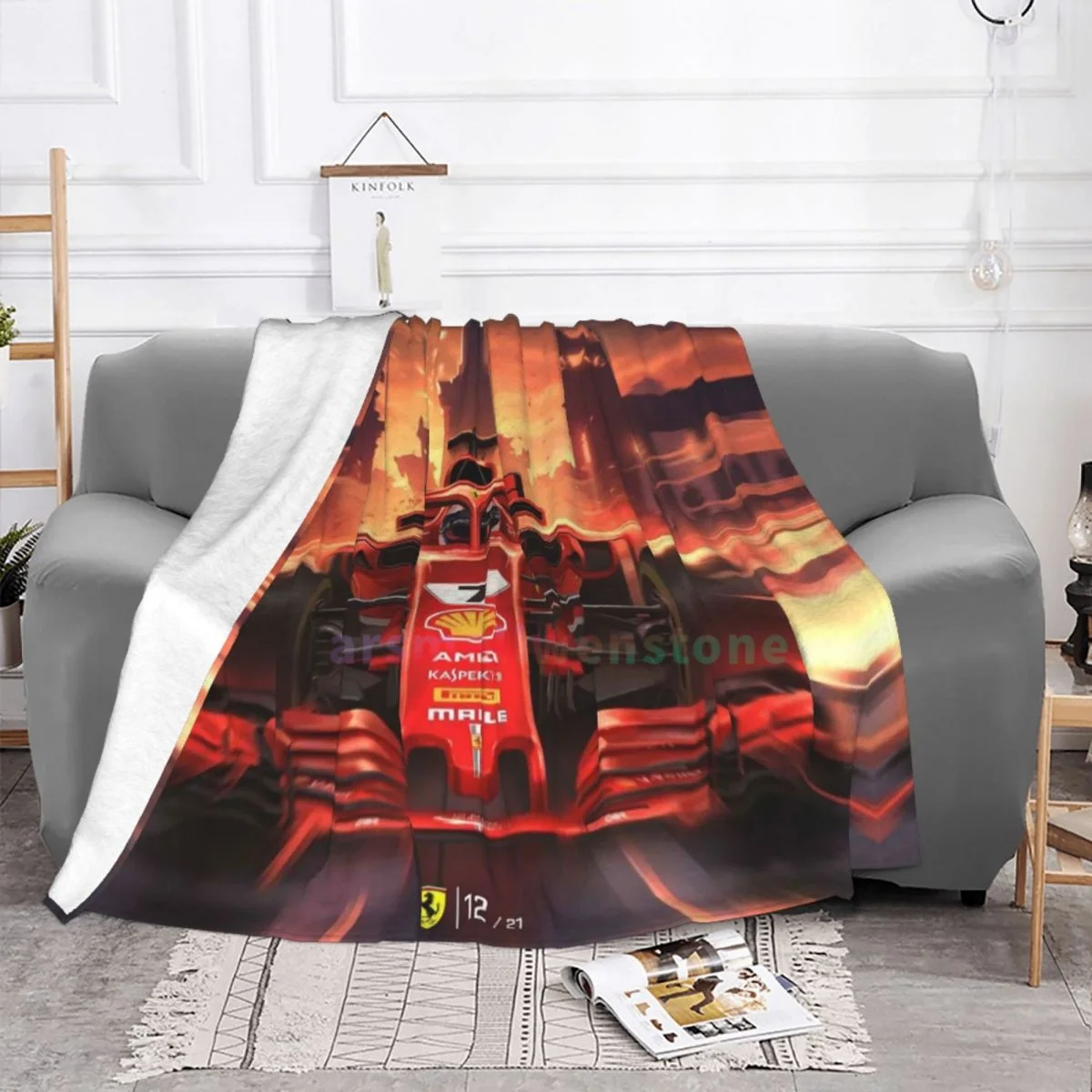 F1 Car Post Flannel Fleece Blanket Soft Warm Lightweight Cozy Anti-Pilling Fuzzy Throw Blankets for Couch Bed Sofa Travel