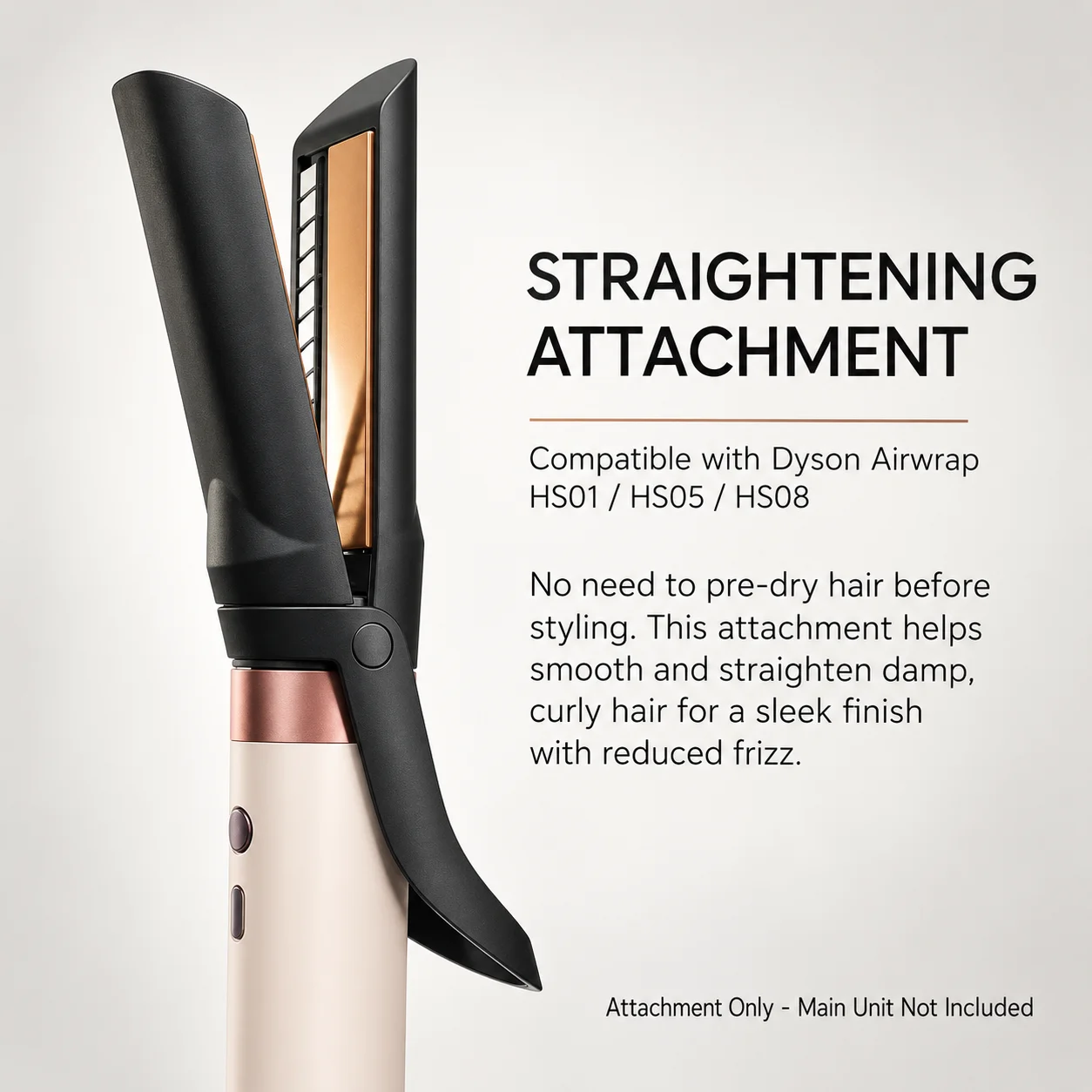 Hair Straightener Attachment Compatible with Dyson Airwrap HS01 HS05 HS08 & Shark Styler, Straightening Nozzle for Smooth Straig
