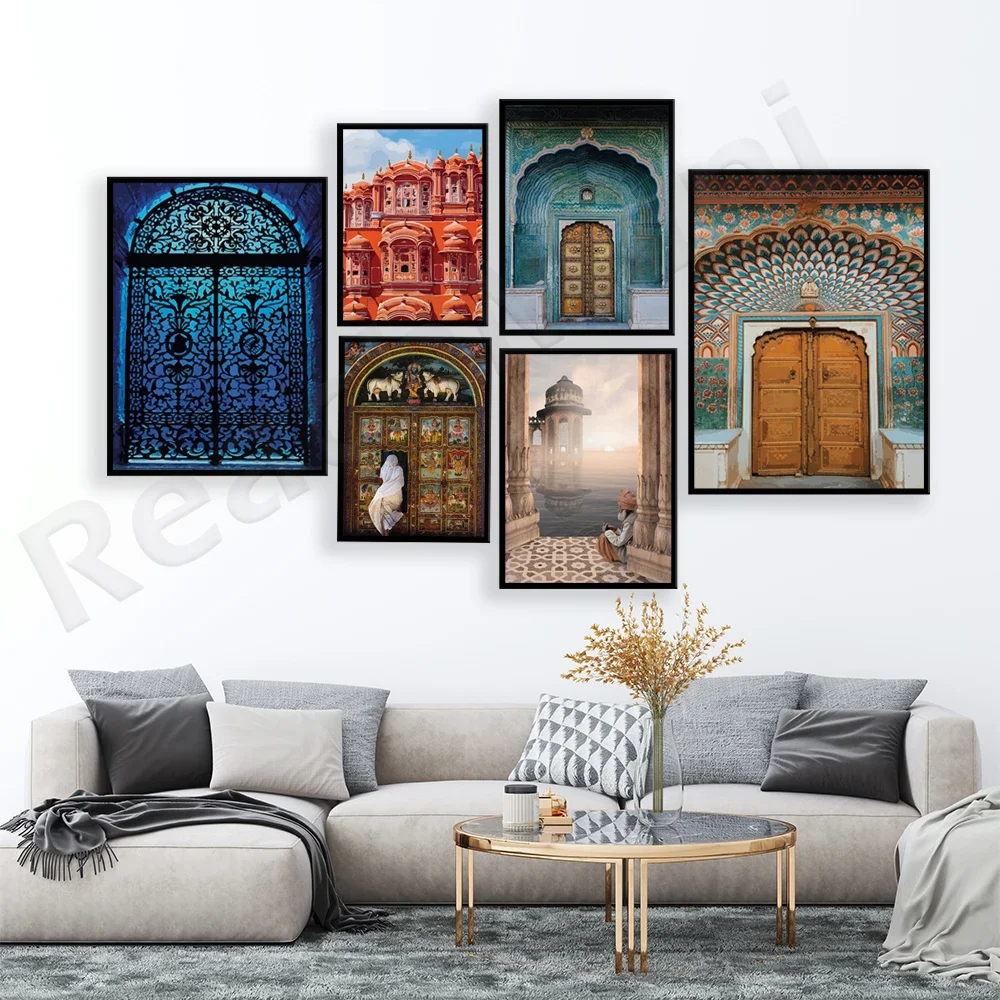 Indian Palace Print, Indian Palace Hawa Mahal, Rajasthan Palace, Dome Arab Architecture, Jaipur Travel Poster Palace Royal