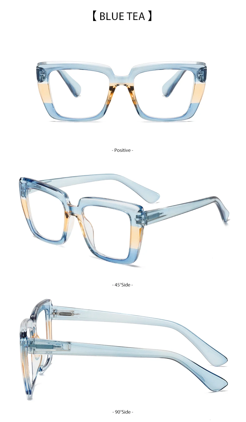 ثلاثة أزواج من نظارات القراءة الأنيقة والمريحة ذات الإطار الكبير، حماية من الضوء الأزرق، مناسبة لكل من الرجال والنساء #4