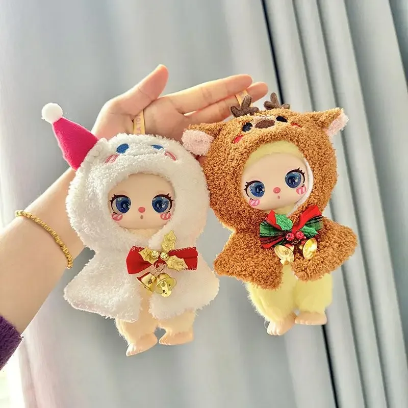 For 16cm Liila Lucky Cat pendant doll wearing plush baby clothes snowman elk shawl cute for Christmas decoration