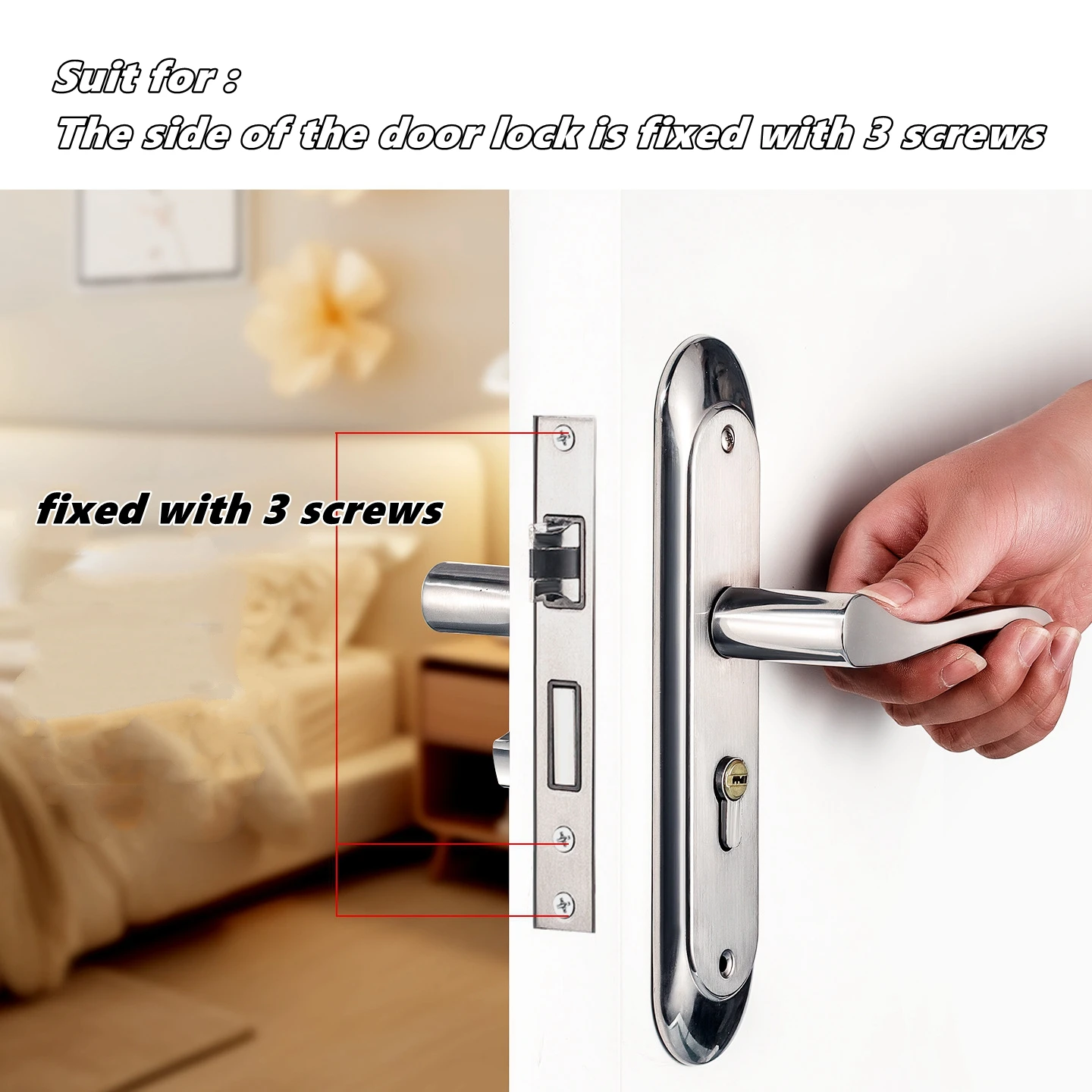 Cilindro de fechadura substituível para casa, porta interna antirroubo, cilindro de fechadura excêntrico com chaves, liga de zinco e alumínio, liga de cobre