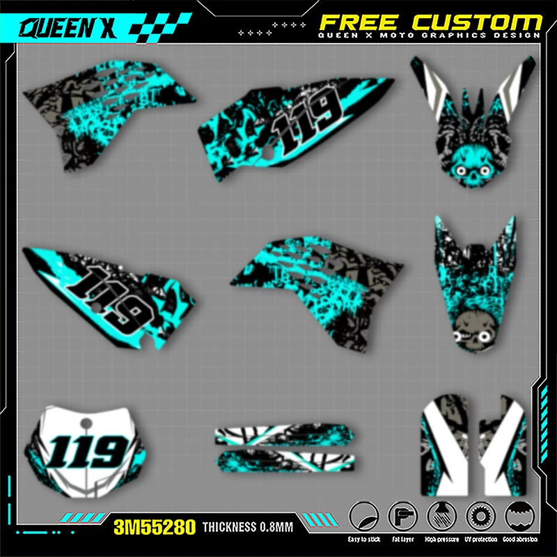 

Queen X MOTOR Cusotm Team Мотоциклетная графика Наклейки Наборы наклеек для KTM SX65 SX 65 2009 2010 2011 2012 2013 2014 2015 003