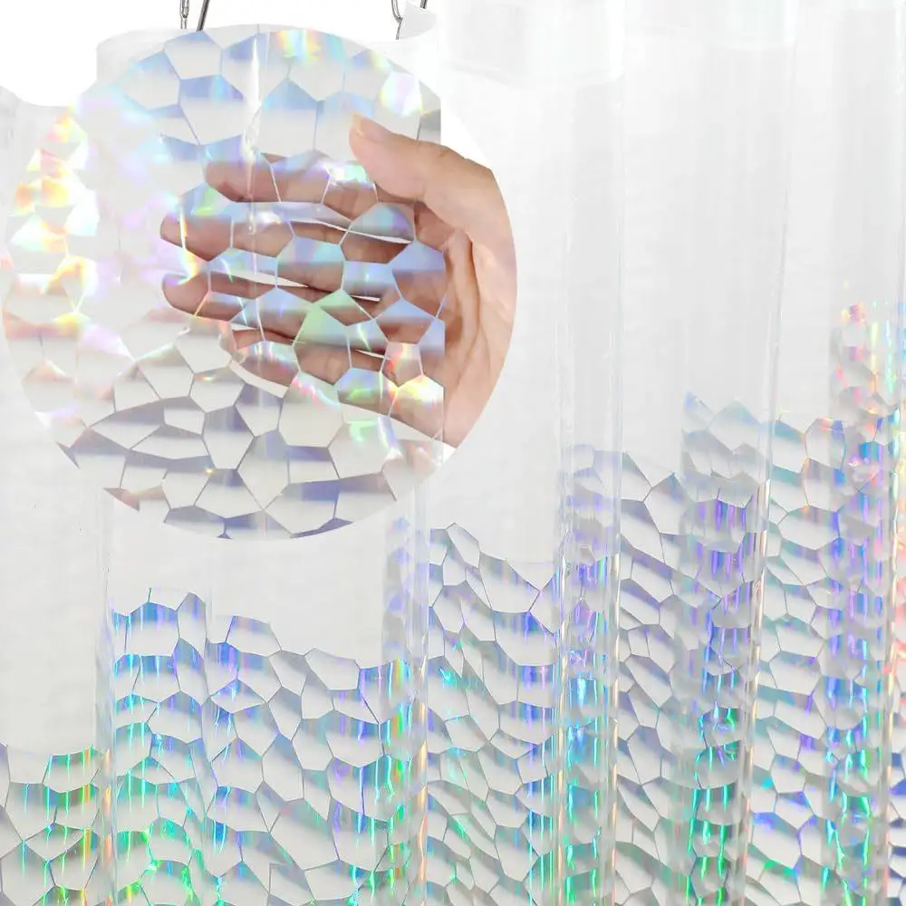 

Star Printed Shower Curtain Liner 72Wx72H Inch PEVA Premium Light Weight Iridescent Star Glitter Water Repellent Transparent