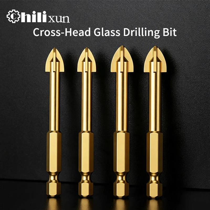 Cross Tip Triangle Tile Drill Bit Set 1/4 Inch Hex Shank Tungsten Carbide Drill For Glass Ceramic Concrete Wall Marble Drilling