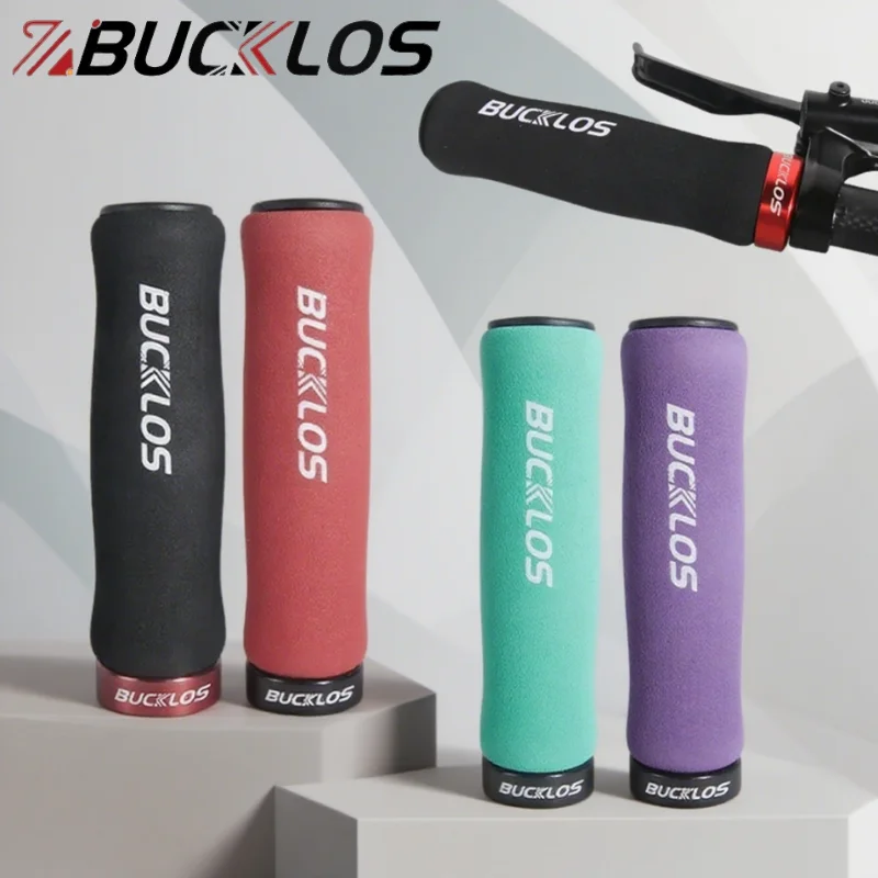 

BUCKLOS MTB Grips Shock-absorbing Sponge Biycle Handlebar Covers Heat Transfer Logo Lock on Anti-slip Handle Bar Cuffs Cycling