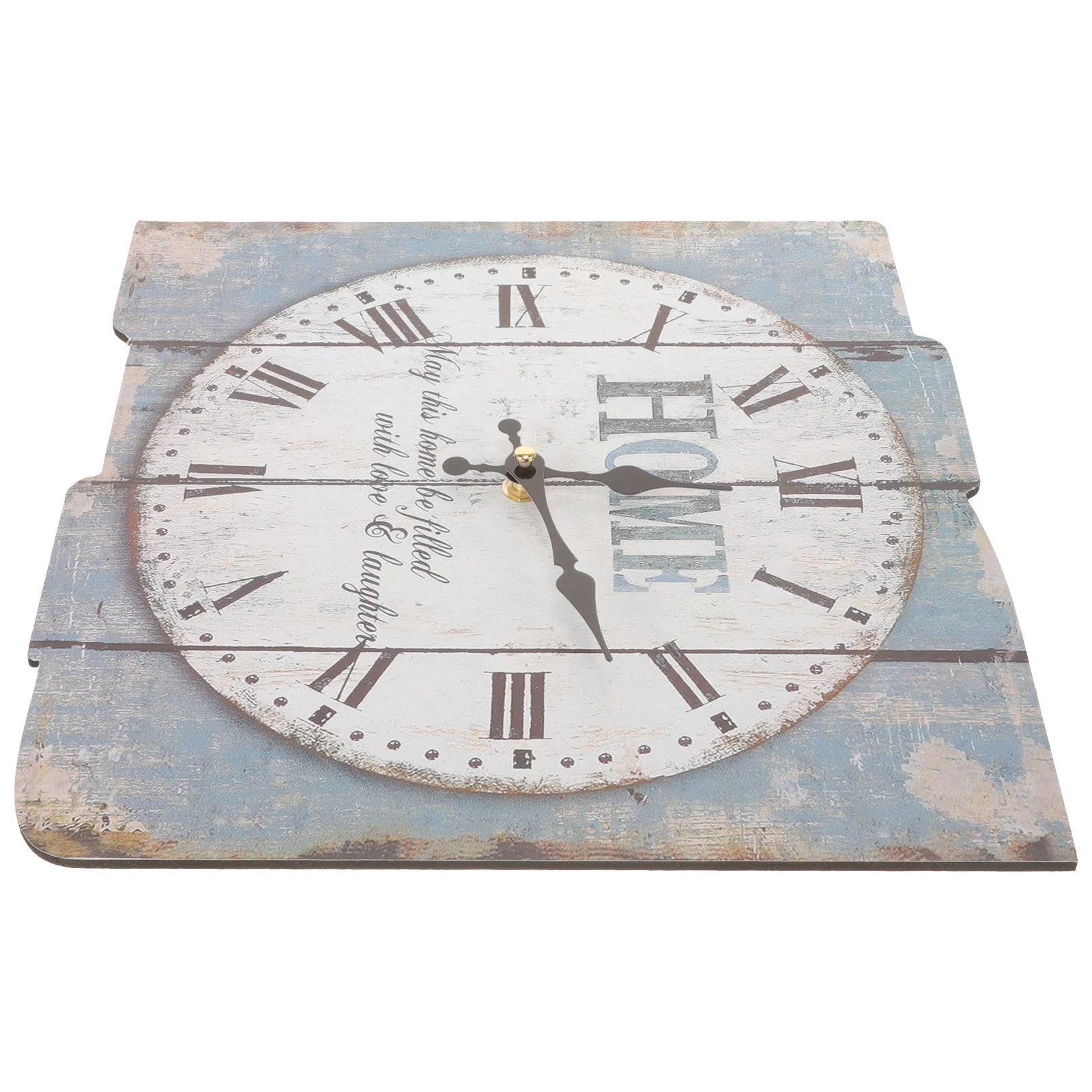 

Square Rustic Wooden Wall Clock Oversize Roman Numeral Design Vintage Worn Decorative Clock for Kitchen Living Room