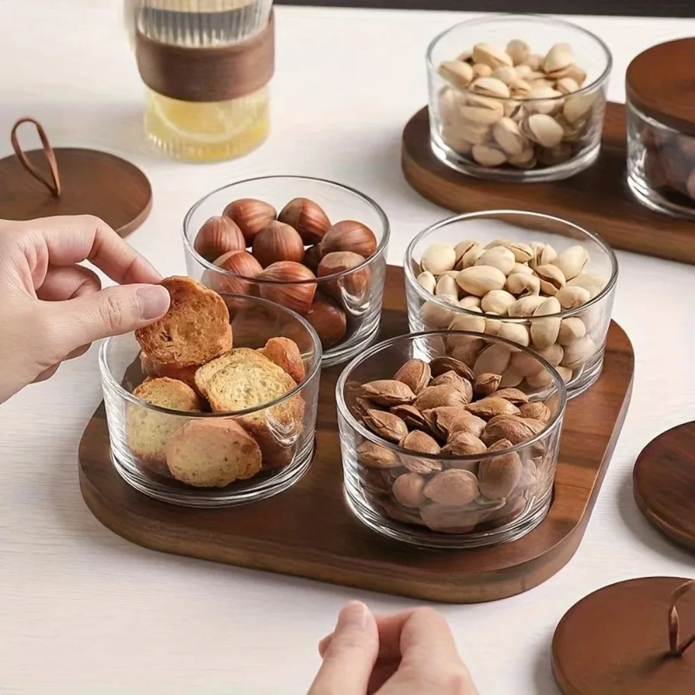 

Retro Square Serving Tray with Lid, 3-4 Grid Multi Compartment Food-Safe Snack Dish, Fruit Organizer Living Room Coffee Table