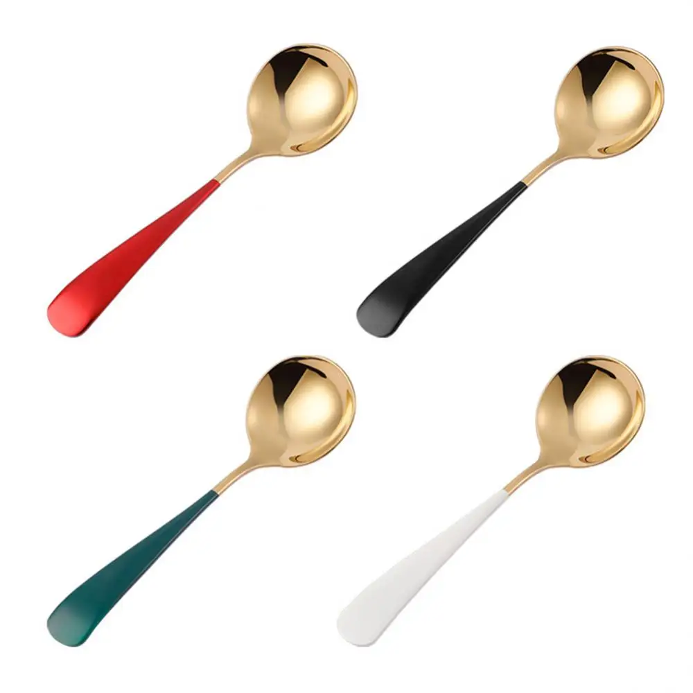 304 Stainless Steel Round Head Dessert Spoon Small Round Coffee Dessert Spoon Kitchen Accessories Soup Spoon Stir Coffee Spoon