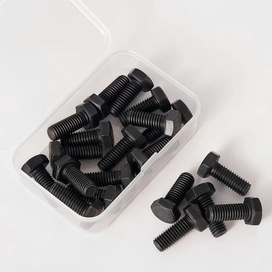 Viti esagonali M10x 20mm M10 Bulloni Bullone M10x1.5 Bulloni esagonali in acciaio legato di grado 12.9 Finitura all'ossido nero Filettatura completa Quantità 10