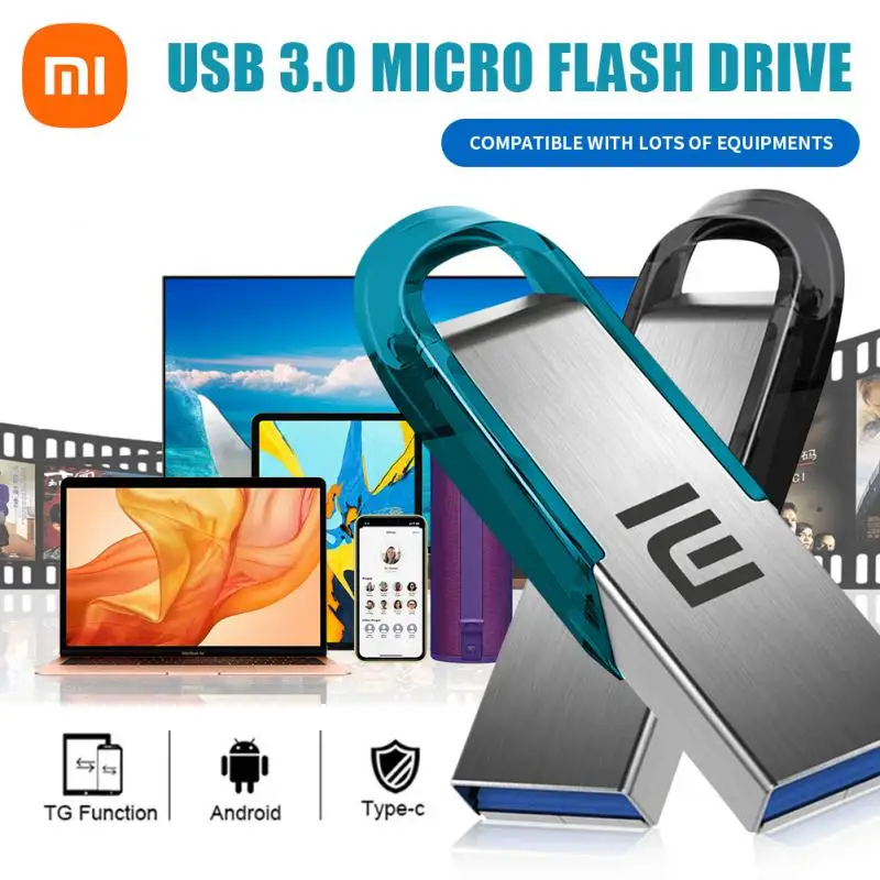 Xiaomi Original Pen Drive 2 TB, Flash USB 3.2 Metal Drive 1TB kapasitas besar kecepatan tinggi penyimpanan Transfer tahan air