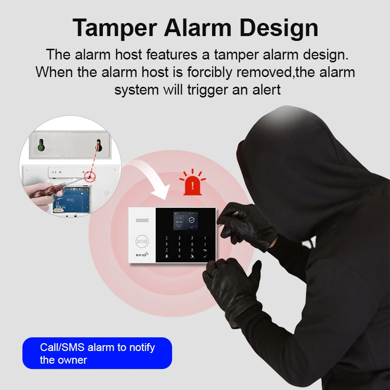 2.4G WIFI Smart Home Alarm Security System Works with TUYA Smart Life APP Wireless Motion Sensor GSM 433MHZ With Aleax view 3