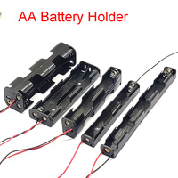 2/3/4/8 Slots AA Battery Holder AA Long Strip Back Case Dual Layers Double-sided Box Button Plastic Storage Container With Cable