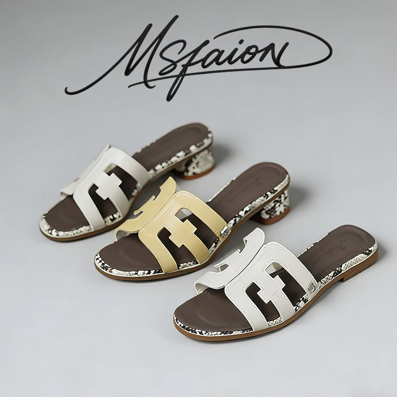 

Женские кожаные шлепанцы 2026 года: летние, на среднем каблуке, с открытым круглым носком, на одном ремешке, с пряжкой на щиколотке, повседневные, удобные, для пляжа и отпуска