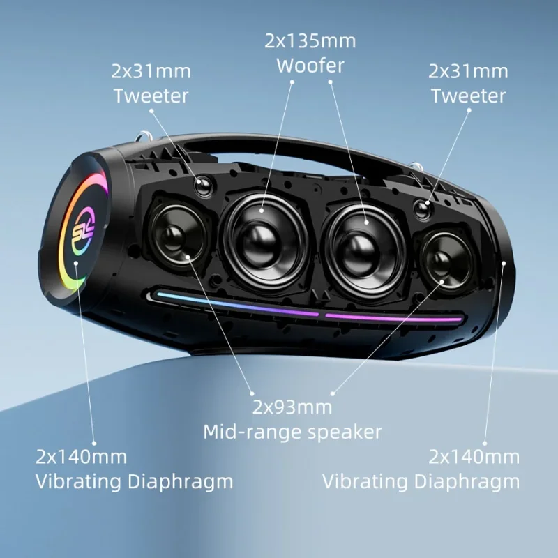 SODLK S1615 Pro Outdoor Bluetooth Party Speaker 500W Karaoke Boombox Remote Control Dynamic RGB Lighting TWS Stereo Deep Bass