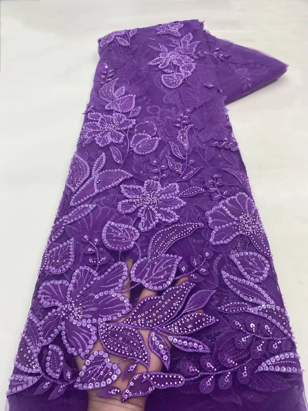 Tessuto di pizzo africano a rete con paillettes 2025 Tessuto di pizzo di tulle con perline francesi di alta qualità per abiti da donna Materiale da cucire