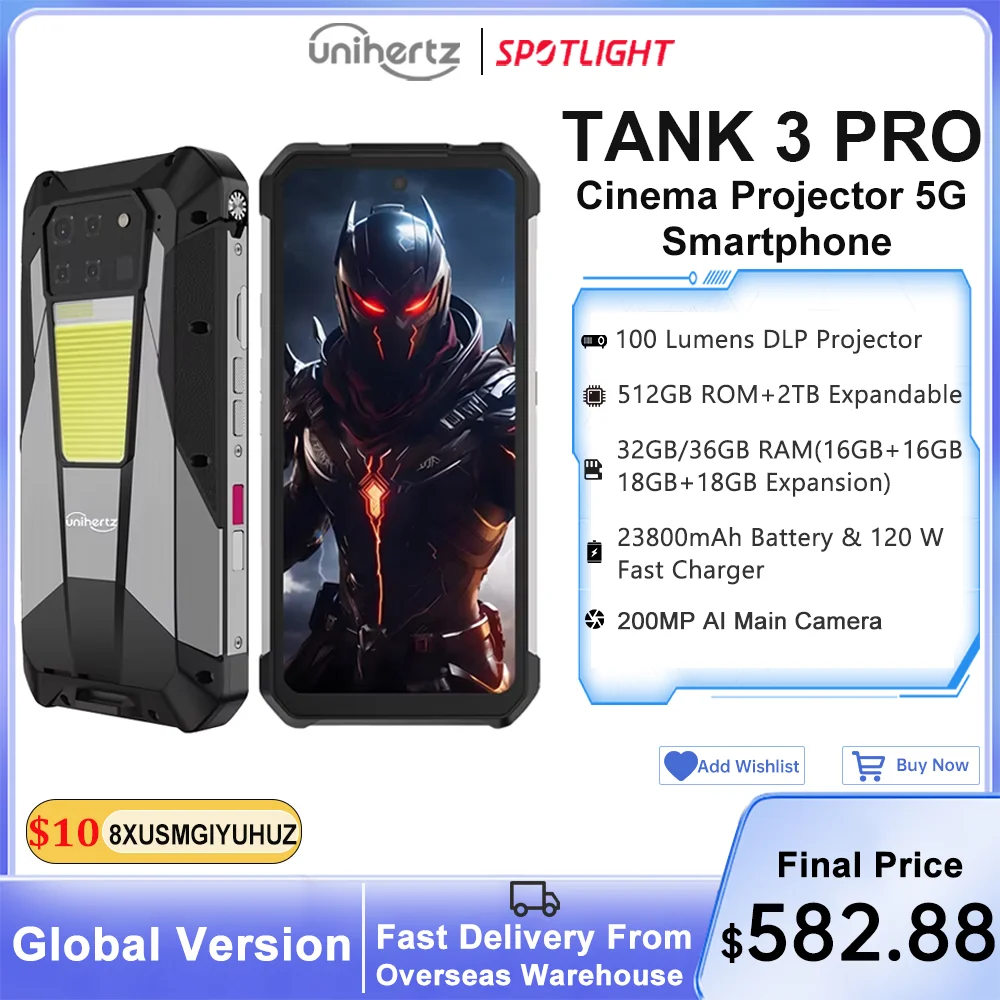 Bennünket Európai Unió MX Közraktár unihertz Ciszterna 3 -ért 8849 vel 100 lumens 5G projektor telefon, 32GB/36GB Belésüpped, 512GB ROM, 23800mah 120W, 200MP, nfc