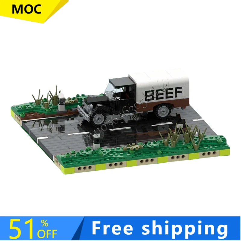 New MOC City Engineering Vintage Beef Truck Model Technology Building Blocks DIY Creative Children Toy Educational Birthday Gift