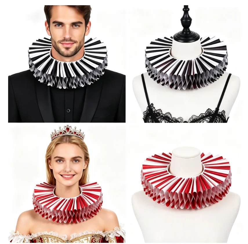Adjustable Lace Choker Neckpiece With Coordinating Wrist Frills For Circus Performers Halloween Clown Outfits And Parties